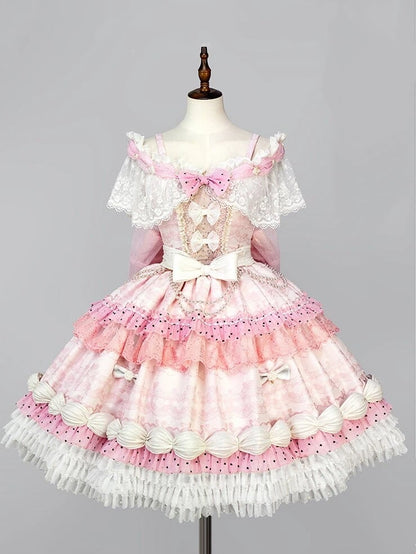 Princess Dress Heart with Hime Pink Pattern Lolita