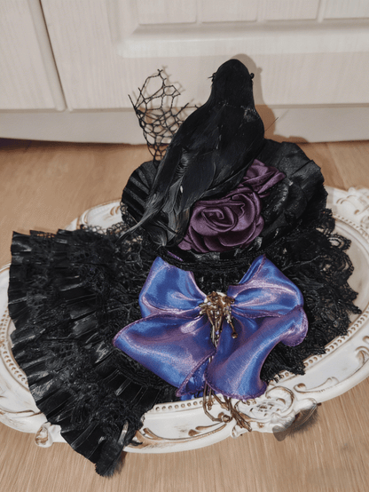 Crow Color Mini With Hat Lolita Gothic Lace 2 Clips Options