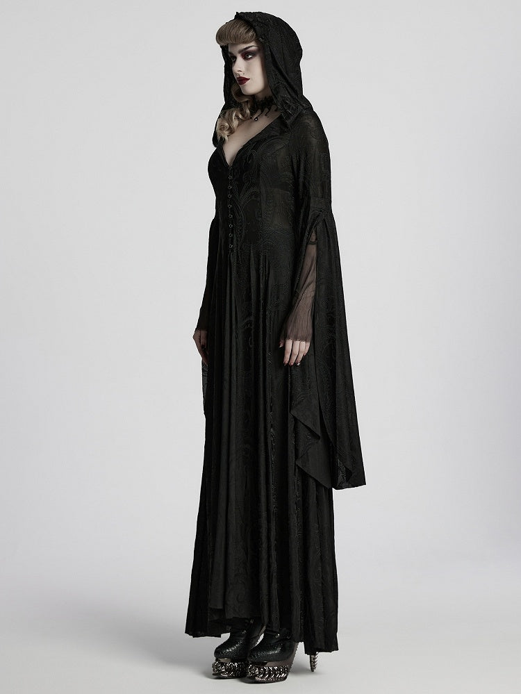 Coat Long Hoodie Gothic Black