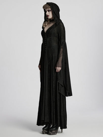 Coat Long Hoodie Gothic Black