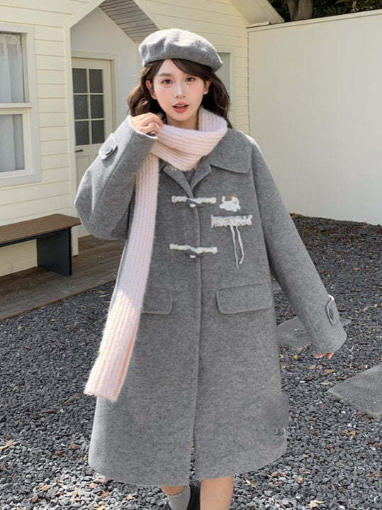 Gray Accents with and Embroidery Lace Long Dog Coat
