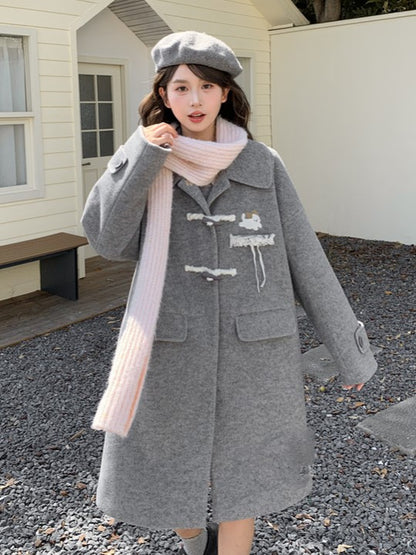 Gray Accents with and Embroidery Lace Long Dog Coat