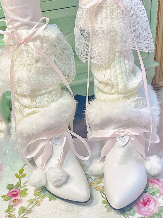 with Ankle Lolita White Elegant Platform Boots Accents Bow