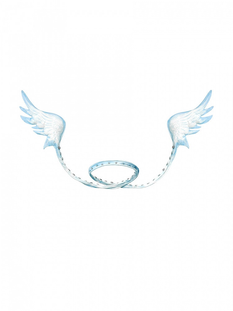 Wings Studded Blue with Chain Choker Detail Angel Outline