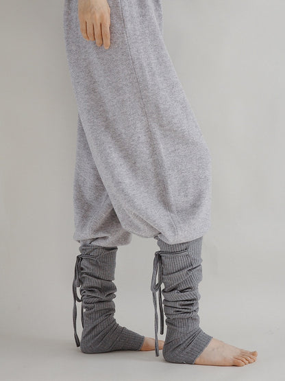 (3 Ribbed Knit Ruched Stirrup Leg Warmers Colors)