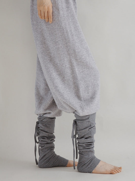 (3 Ribbed Knit Ruched Stirrup Leg Warmers Colors)