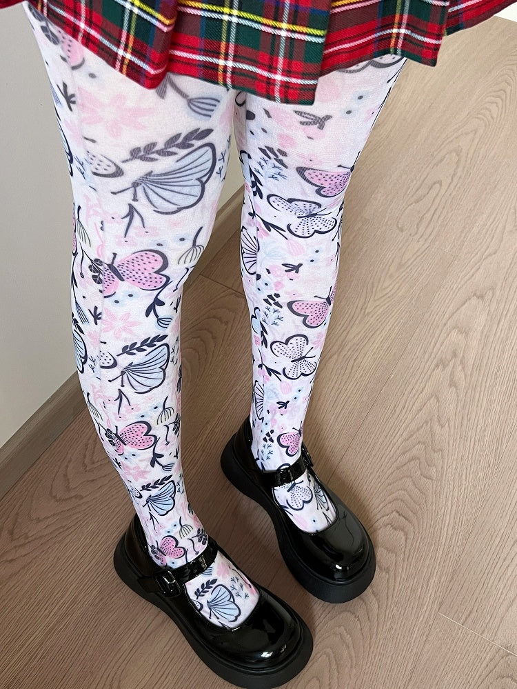 Tights Print Butterfly White