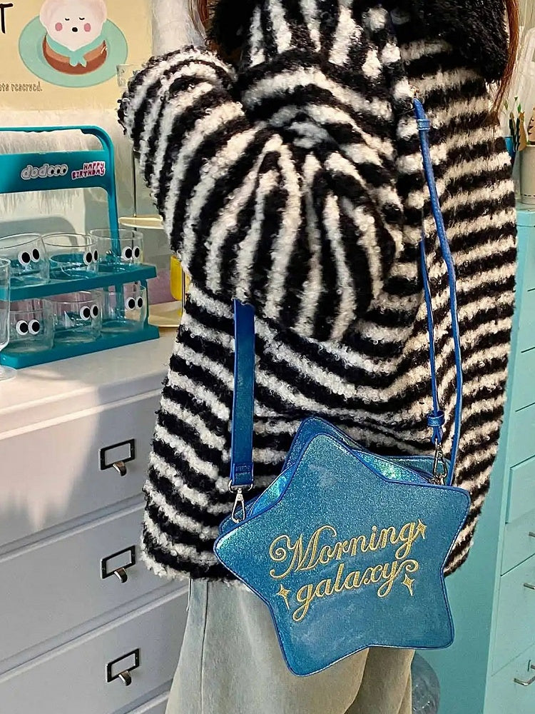 Dark Badge Star-shaped Ita Bag Set Charm PU with Blue Detachable