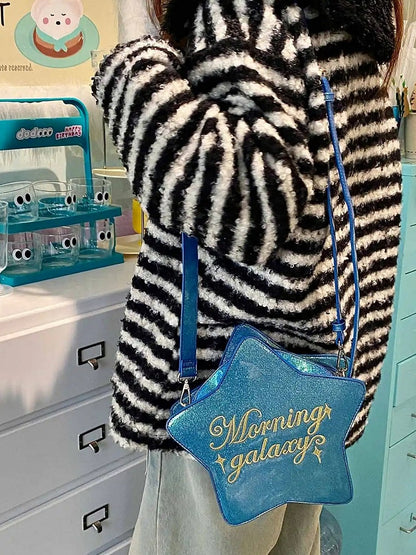 Dark Badge Star-shaped Ita Bag Set Charm PU with Blue Detachable