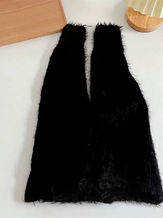 Warmers Slouch Black Leg Fuzzy Y2K -