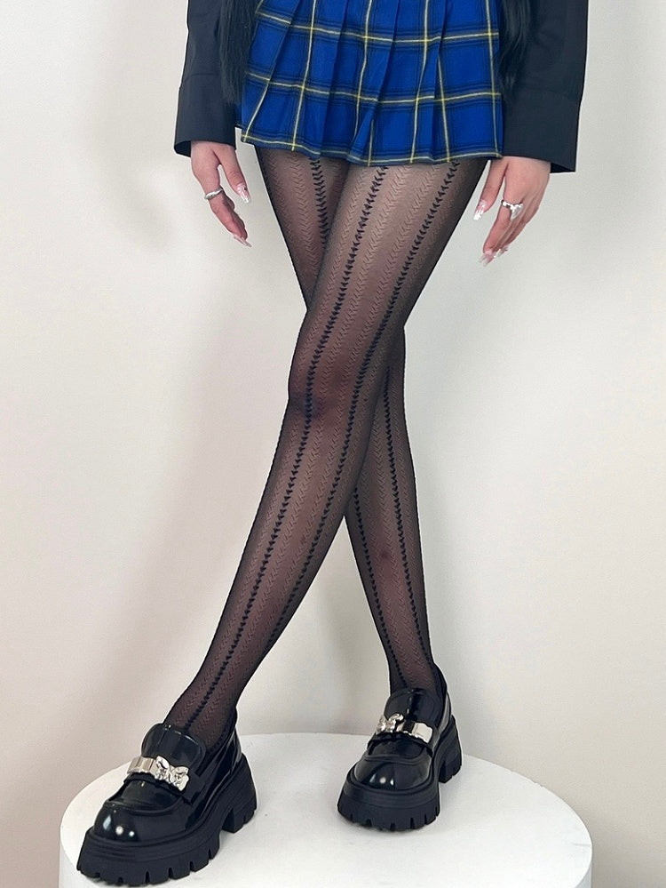 Pattern Striped BlackBlue/Red/White Tights