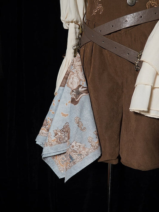 Kopftuch Blau Weiß / Rot Creme