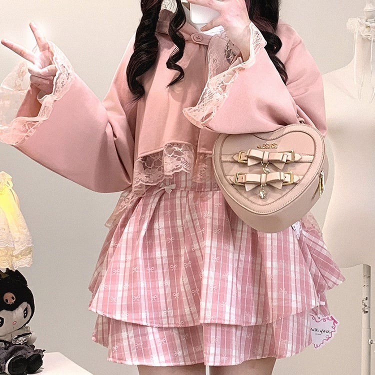 / Detail with Black Lace | Kei Short Trim Cape Kitty-Ear Jirai