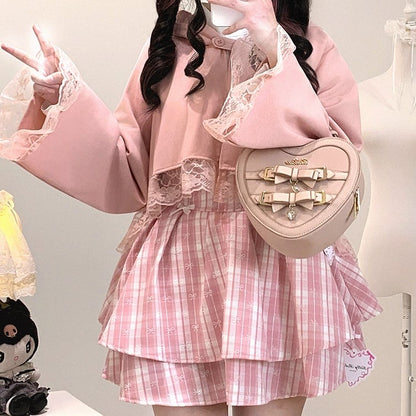 / Detail with Black Lace | Kei Short Trim Cape Kitty-Ear Jirai