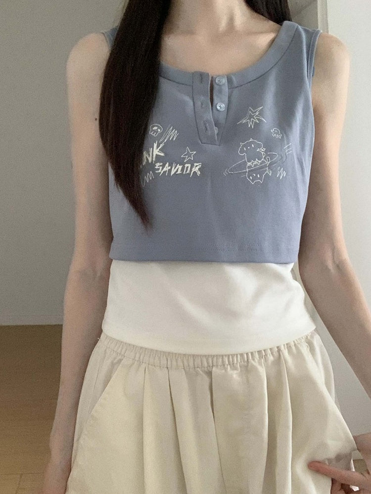 Top in Graffitiblau/Dunkelblau