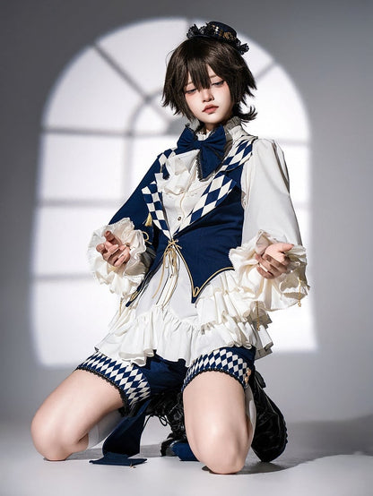 Jabot and White Blue Bowtie Dark