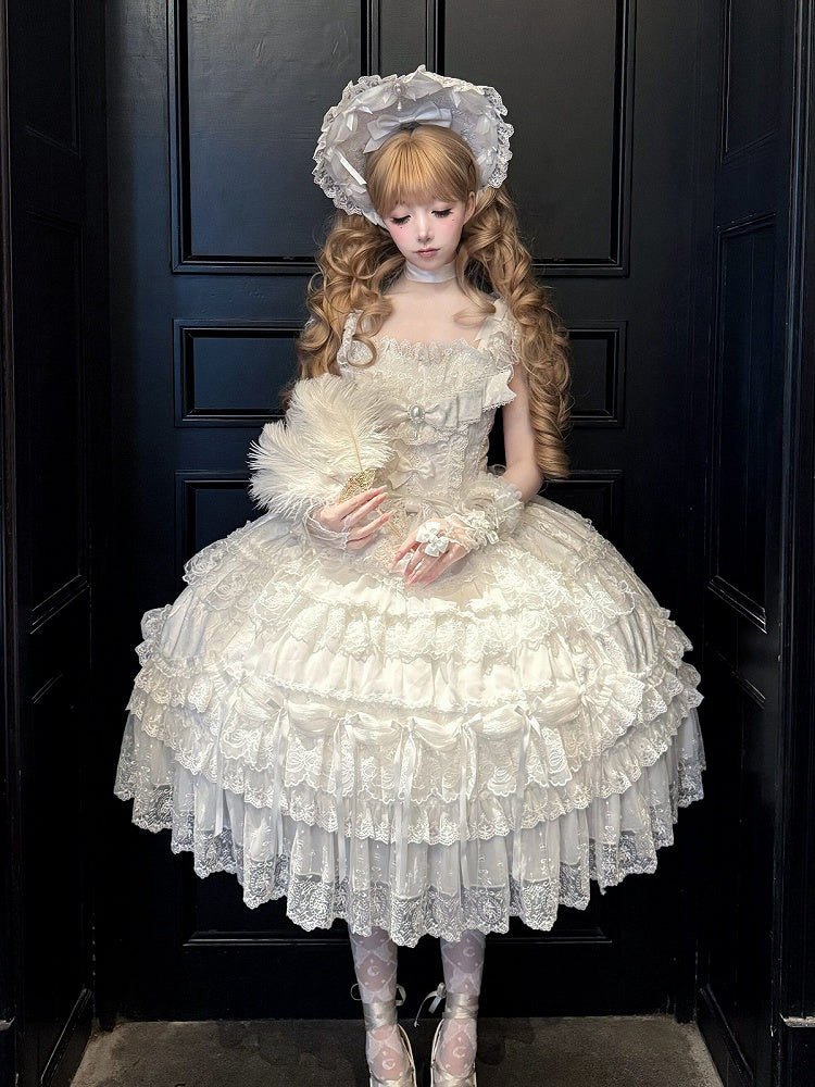 White Hanayome Lolita JSK with Bonnet & Full Set - White Sugar Girl