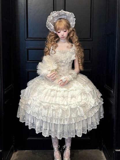 White Hanayome Lolita JSK with Bonnet & Full Set - White Sugar Girl