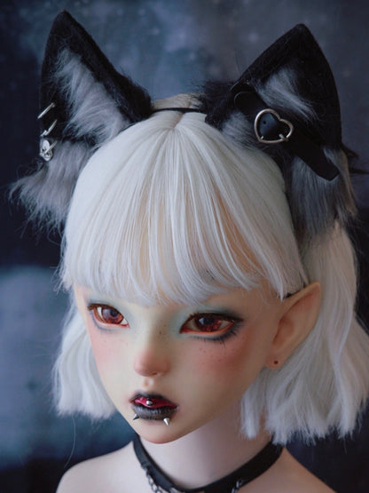 Details Black KC Heart Decorated Cat Ear