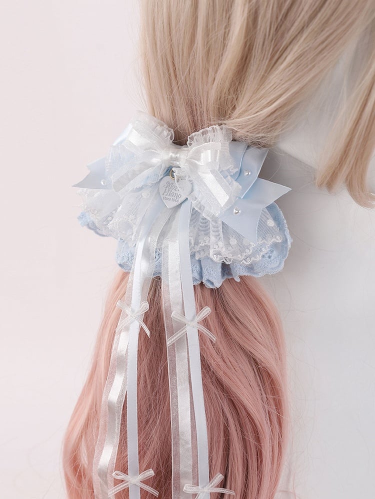 Hairclip Details With Bowknot Lolita Heart Blue Lace Charm