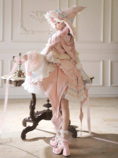Pink and Blue High Waist Sweet Witchy Dress Lolita Jumper Skirt Full Set