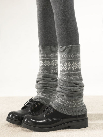 Snowflake Pattern Leg Knitted Retro 4 Colors Warmers