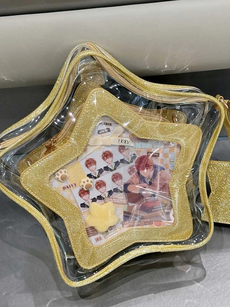 Abnehmbares PU mit Ita-Taschen-Abzeichen, Gold-Set, Charm, sternförmig