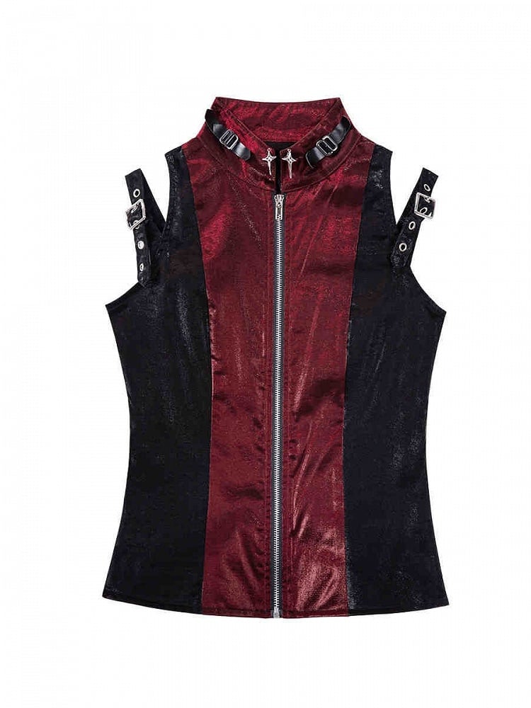 Red Punk Top Black Sleeveless and Fashion