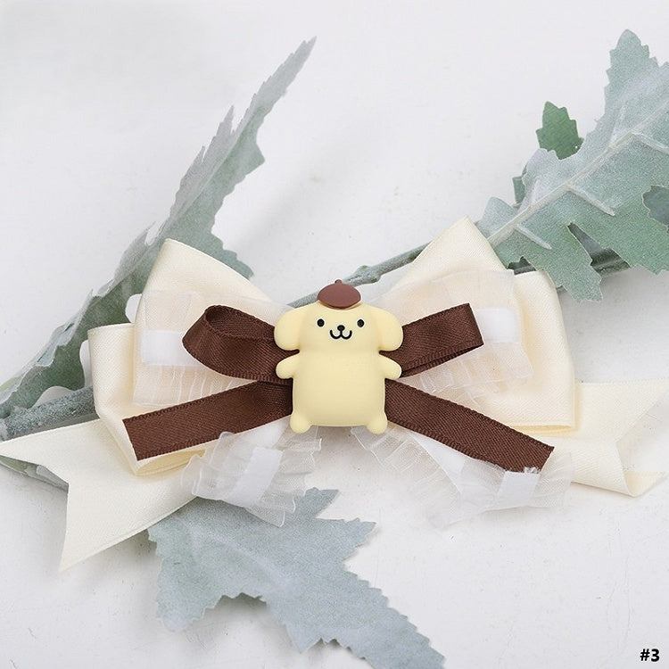 4 Options Sweet Hairclip Lolita Dog Yellow Bowknot