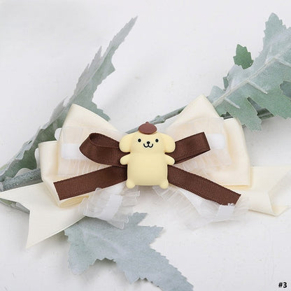 4 Options Sweet Hairclip Lolita Dog Yellow Bowknot