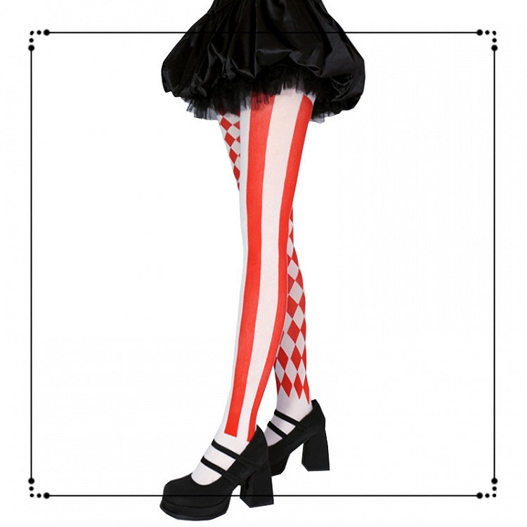 Vibes Asymmetrical Clown / Black Red Tights Circus Print