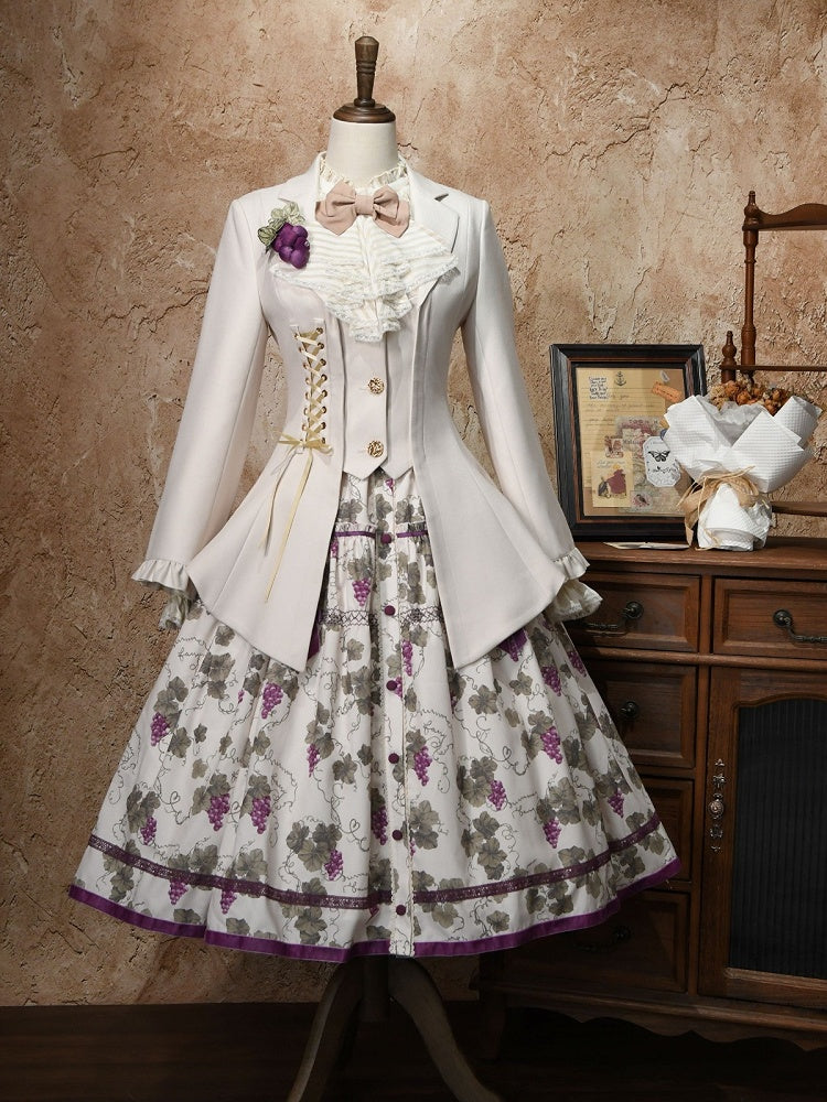Beige Classic Blazer with Gold Buttons and Lacing