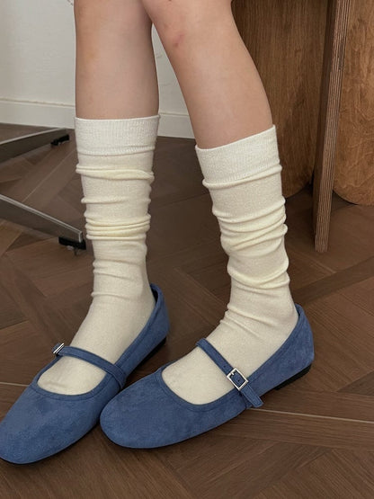 ホワイト/ミルクホワイト/キャメル/ダークコーヒー/グレー/ブラックの厚手膝下ストッキング