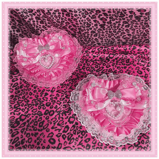in Lace Hime Jewelry Pink/Rose Showa-Style Gyaru Box Red with Ruffled Heart