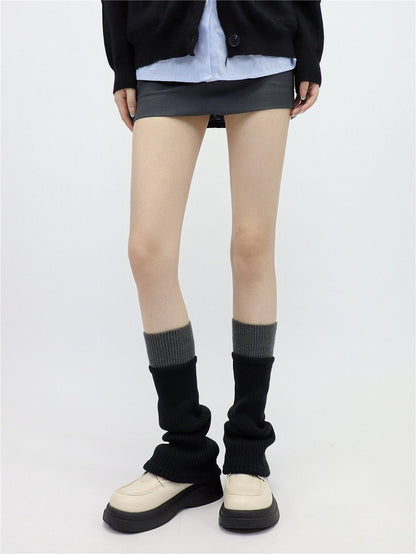 5 Mid-calf Design Colors Colorblock Knit Leg Warmers