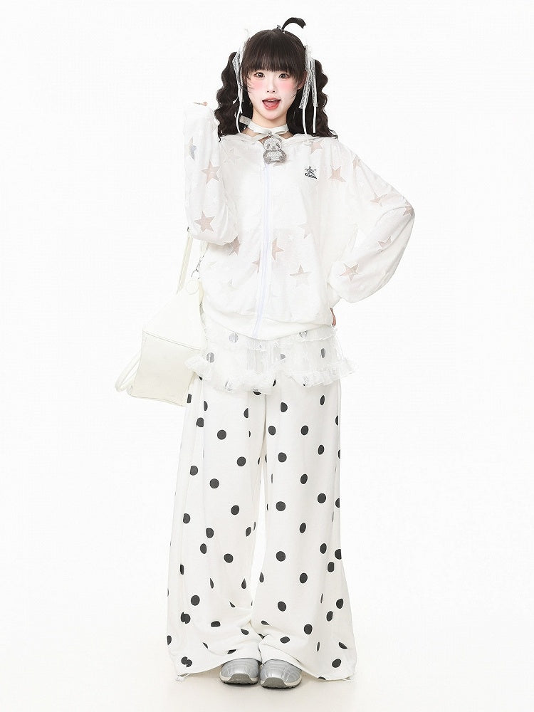Summer White Hooded Star Embroidered Jacket - Languid Park
