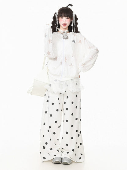 Summer White Hooded Star Embroidered Jacket - Languid Park