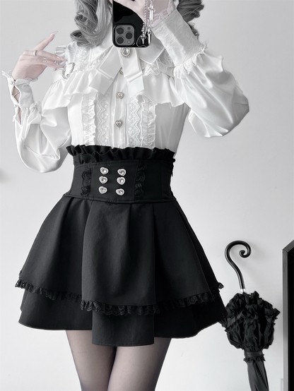 Blouse: White Jirai Buttons Pure Sweetheart Kei