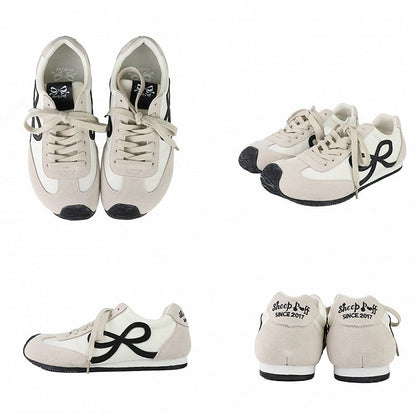 White Sneakers Front Ties Bowknot Lace-up Design