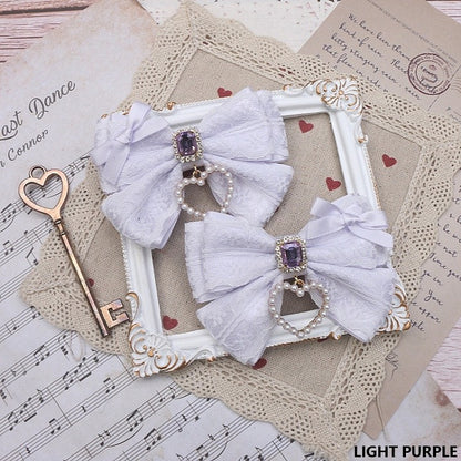 Bowknot Lace Hairclip Options Jirai Color Heart 9 Rhinestone Kei Charm