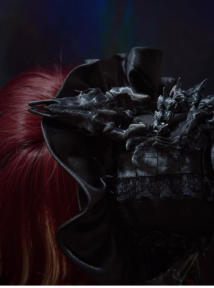 Gothic Bone Satin Mini Style Dragon Top Hat Skeleton Dark Clip