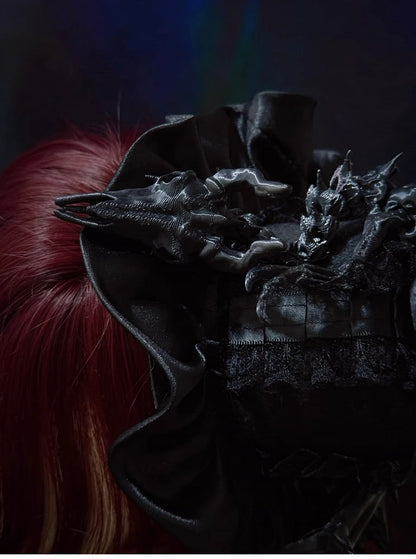 Gothic Bone Satin Mini Style Dragon Top Hat Skeleton Dark Clip