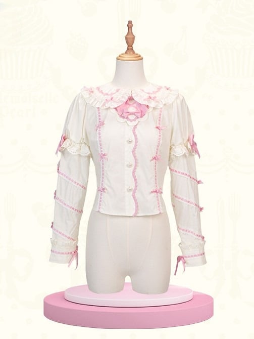 Peter Accents Bow Collar Pan with Lolita Blouse Light Bunny Ears and White Pink