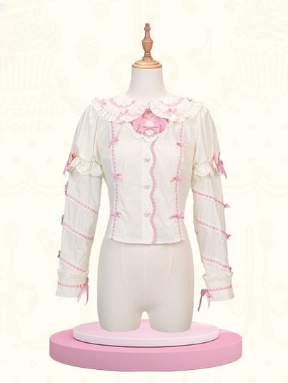 Peter Accents Bow Collar Pan with Lolita Blouse Light Bunny Ears and White Pink