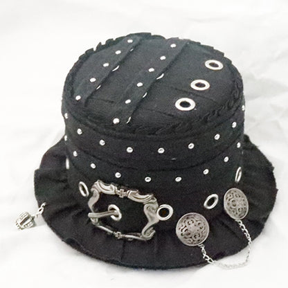 Black Buckle Hat Design Mini Punk