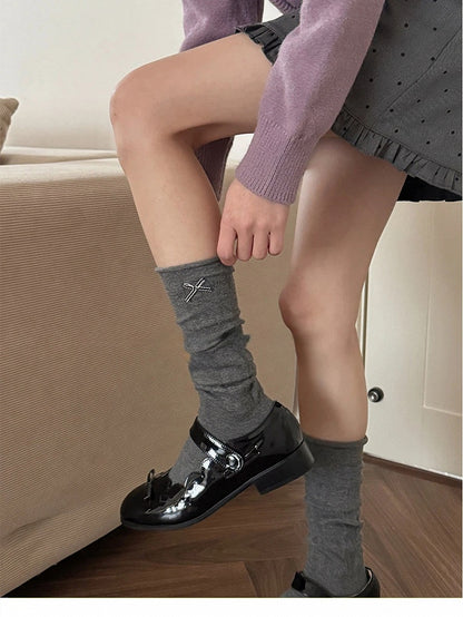 Embellishments Ribbed 4-Color with Bow Calf Socks