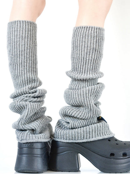5 Colors Over Knee Knitted Leg Warmers with Patch Decoration