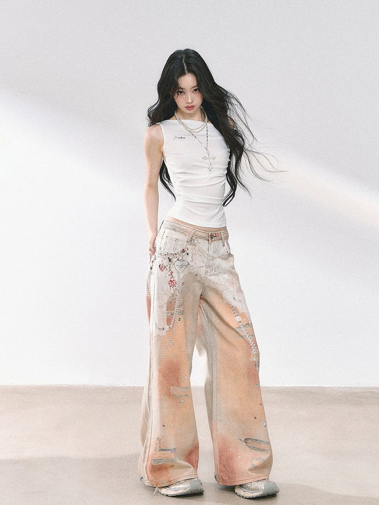 Neckline Blue White/Gray/Navy Asymmetrical T-shirt