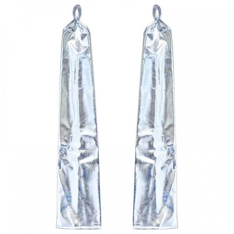 Long Gloves Black/Silver PU