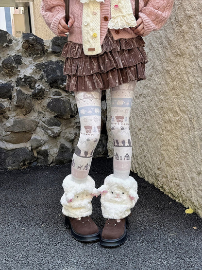 Collants imprimés animaux de dessins animés pastel